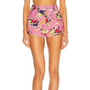 ALESSANDRA RICH Floral Ribbon Print Pink Shorts
